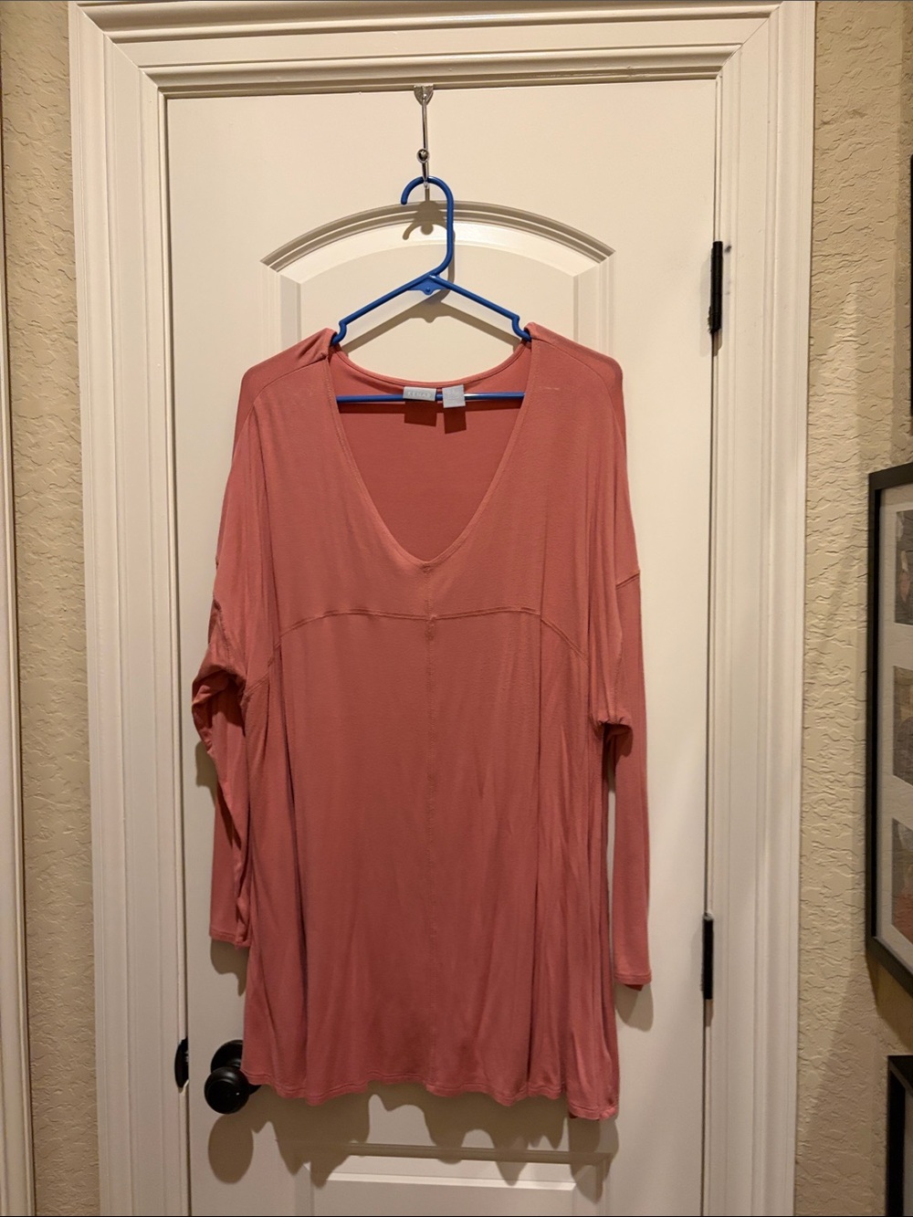 Women's V-Neck Long Sleeve Top - Dusty Rose